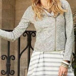 Matilda Jane Heathered Gray Knit Zip Front Moto Jacket size S